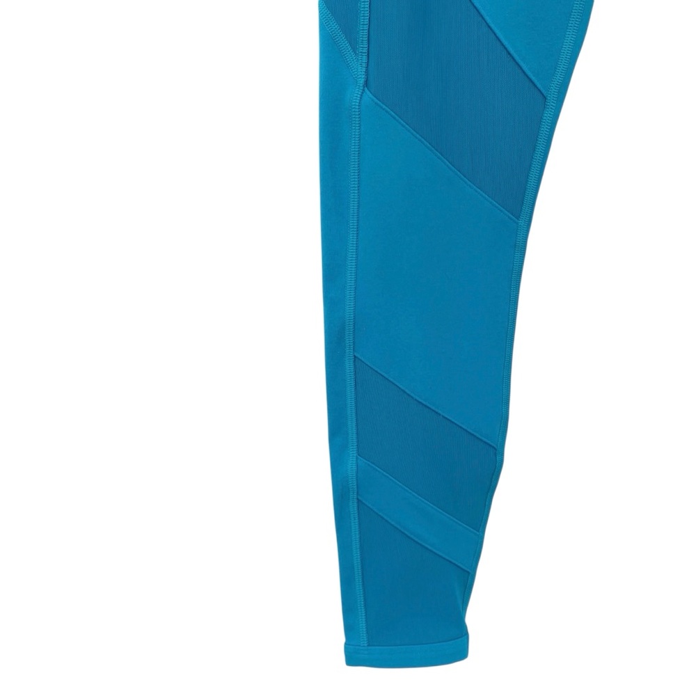 Lorna Jane High Waisted Cropped Ankle Blue Leggings Mesh Panel - Picture 3 of 7